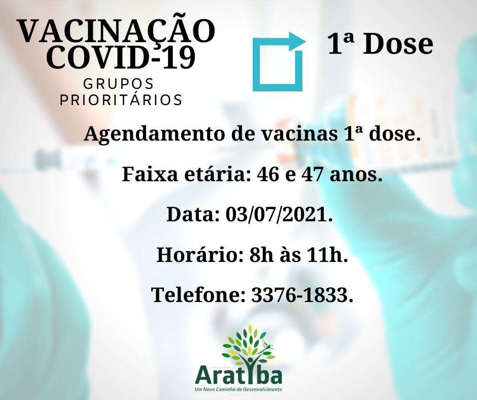 Secretaria da Saúde informa a inclusão da faixa etária de 46 e 47 anos