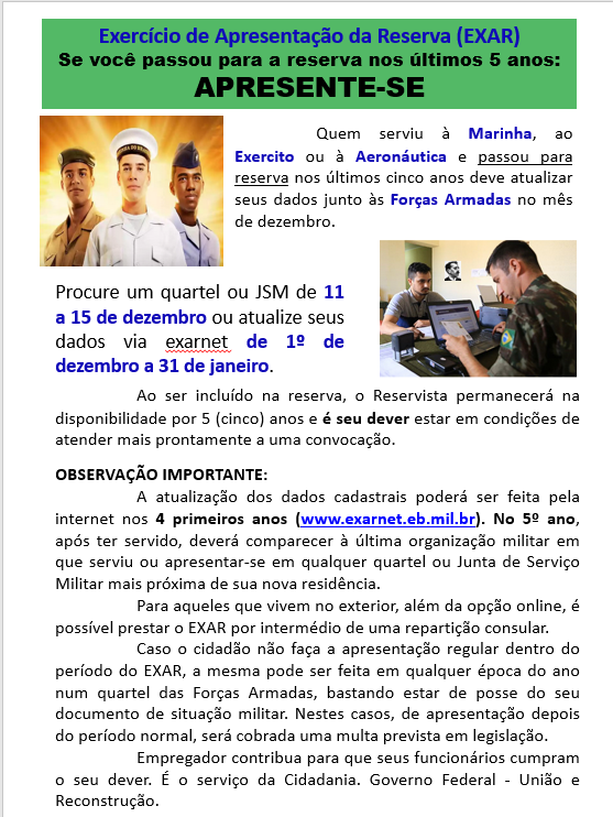 Exercício de Apresentação de Reserva