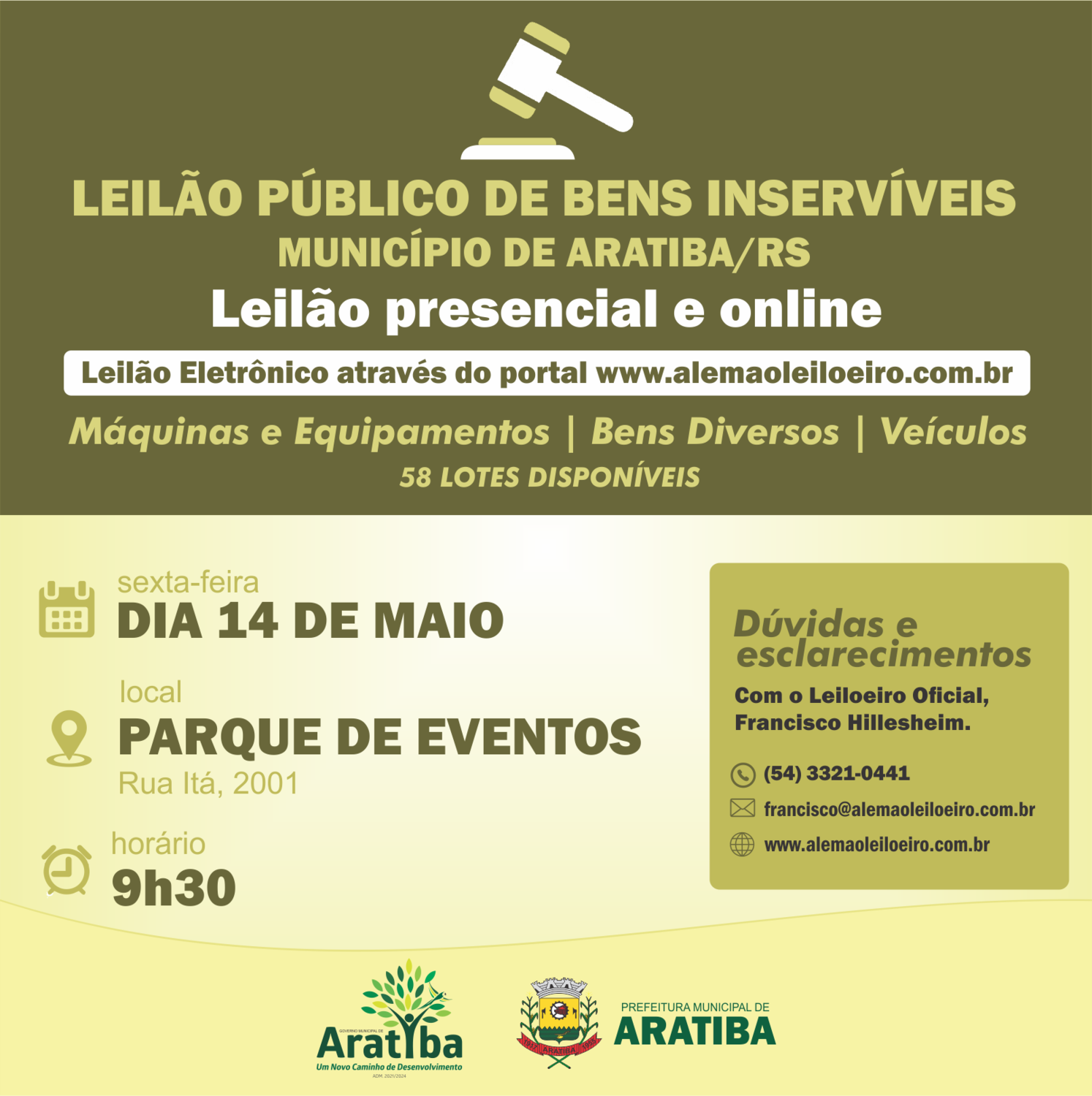 Prefeitura de Aratiba realiza leilão de bens inservíveis