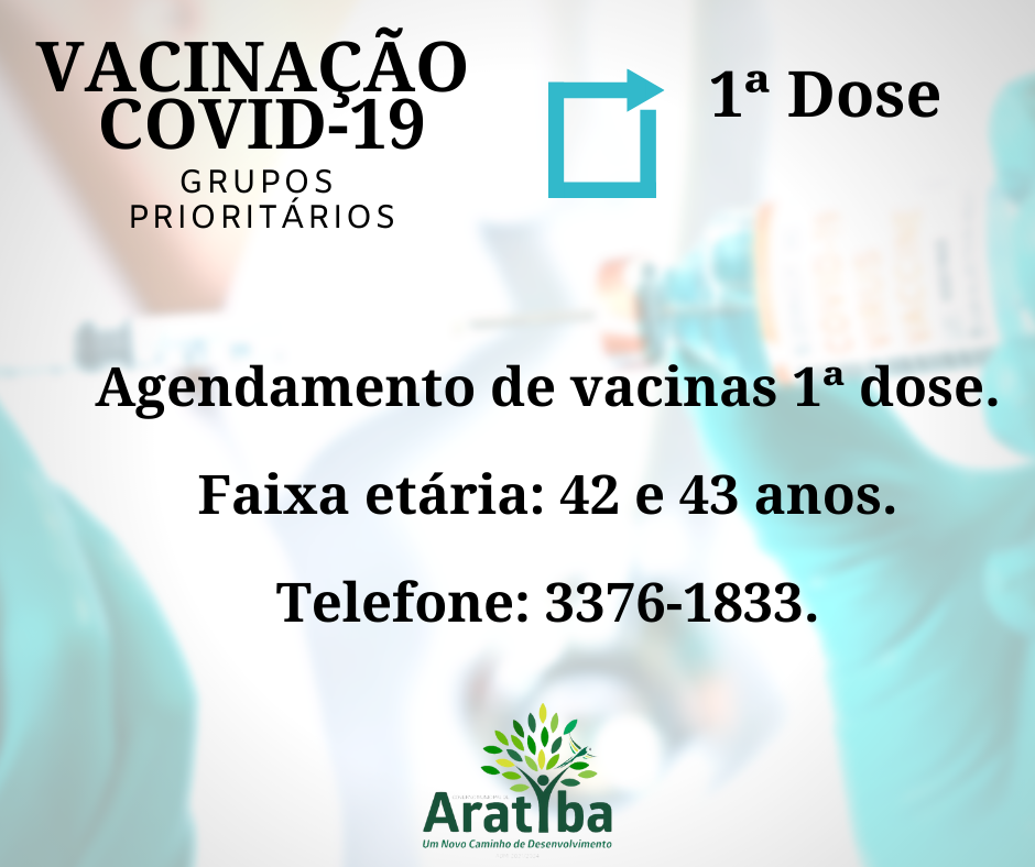 Secretaria da Saúde informa a inclusão das faixas etárias 42, 43, 44 e 45 anos