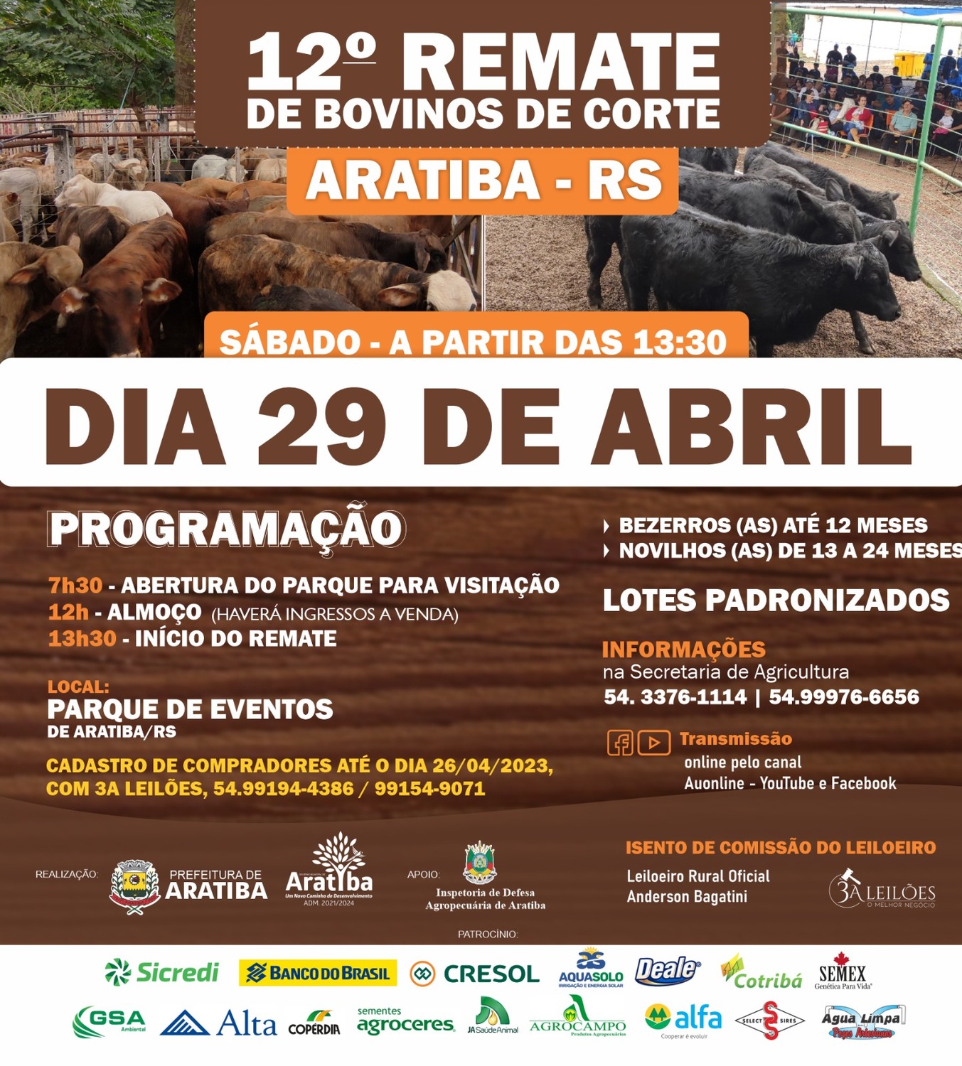 Aratiba realizará 12º Remate de Bovinos de Corte no próximo dia 29