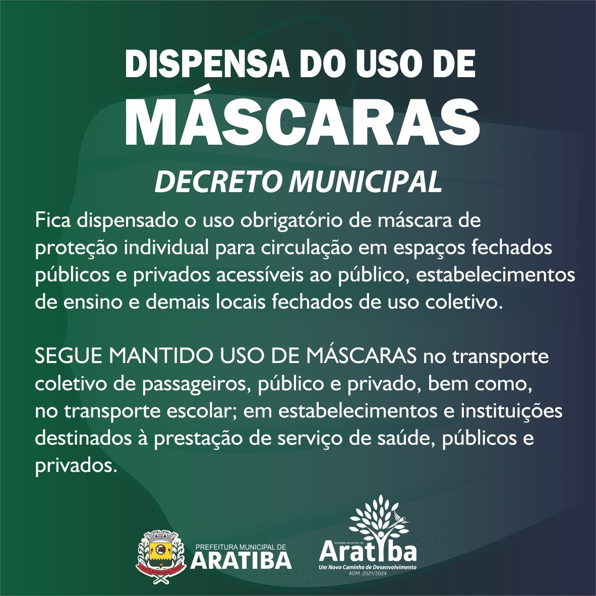 Prefeitura anuncia novo decreto que dispensa uso obrigatório de máscara