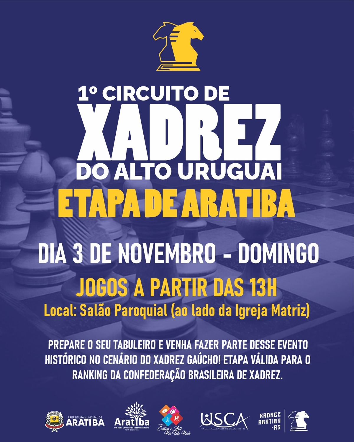 Aratiba sediará segunda etapa do Circuito de Xadrez do Alto Uruguai