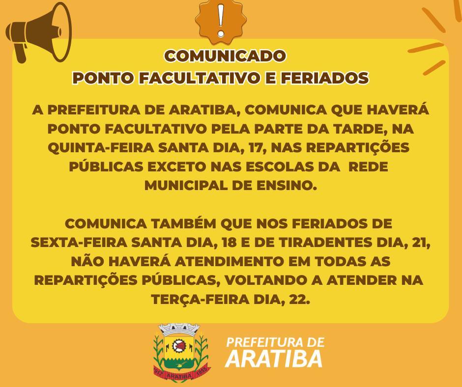 Comunicado Ponto Facultativo e Feriados