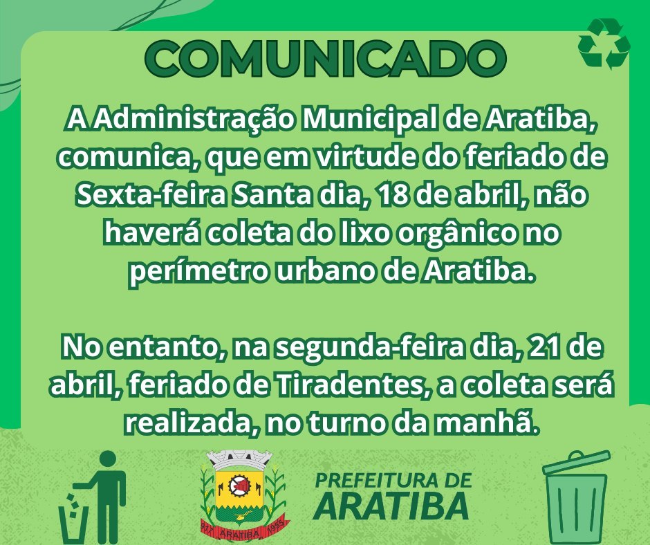 Comunicado coleta lixo orgânico