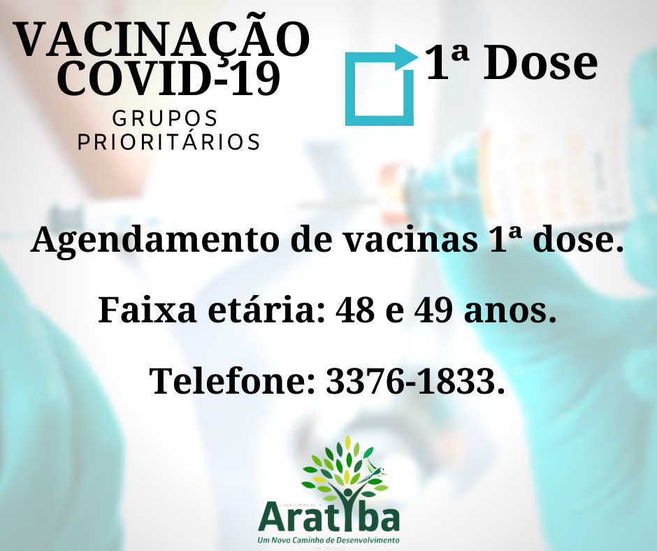 A Secretaria da Saúde informa a inclusão da faixa etária de 48 e 49 anos