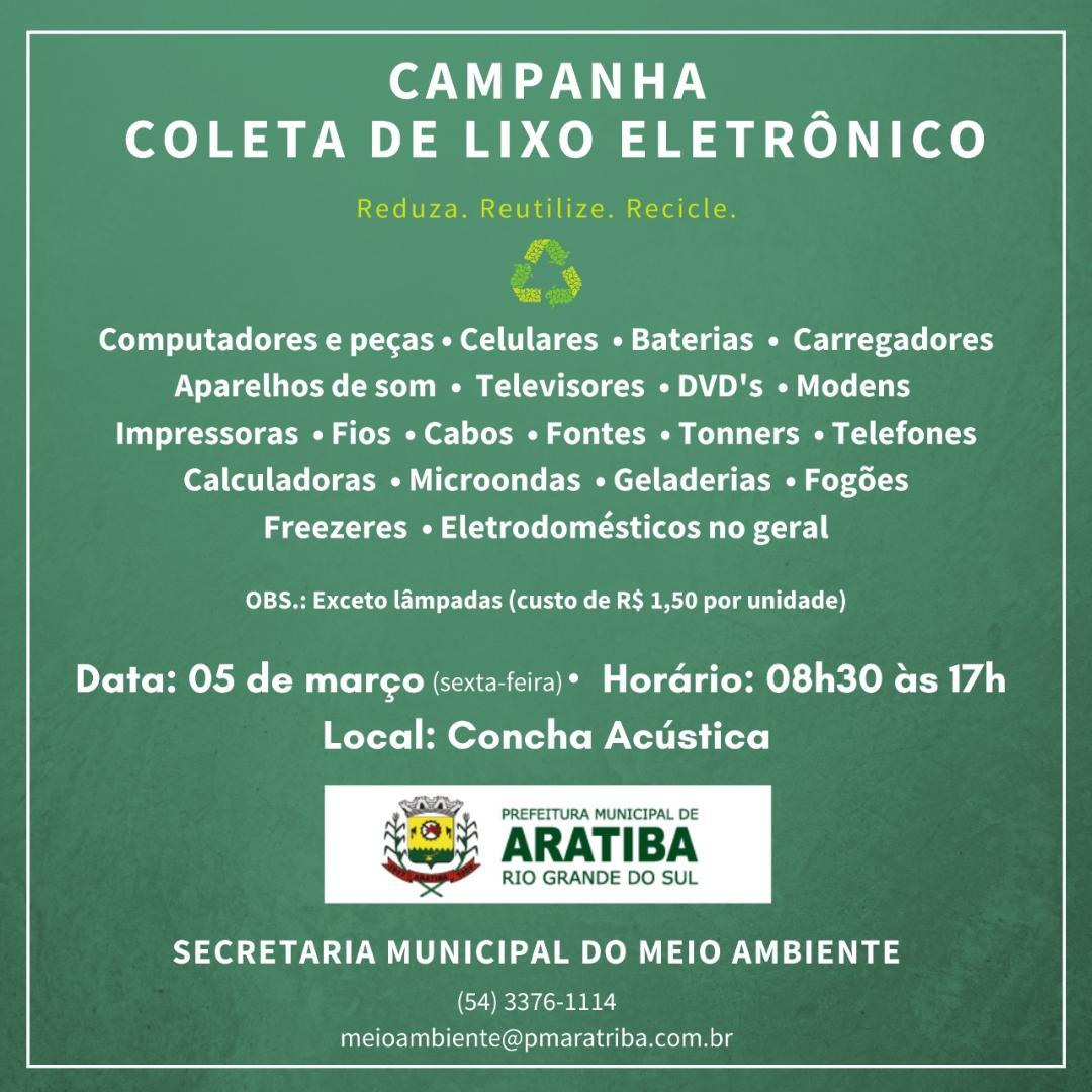Prefeitura promove campanha de coleta de lixo eletrônico